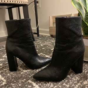 PettyLittleThing Black Alligator Boots